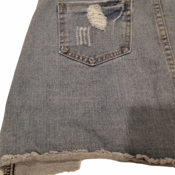 Distressed Ripped Frayed Denim Mini Skirt - Picture 7 of 11
